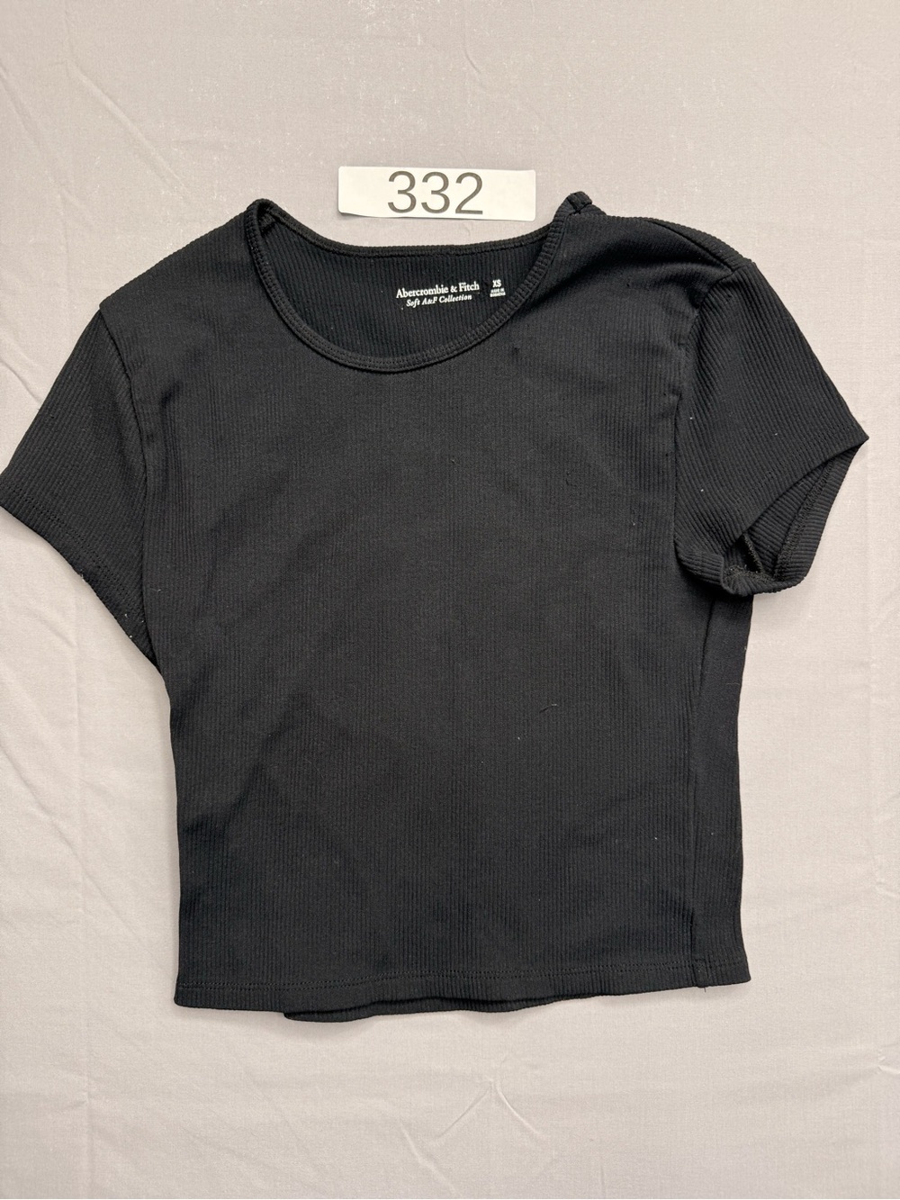 Abercrombie & Fitch Black Ribbed Crewneck Crop Top